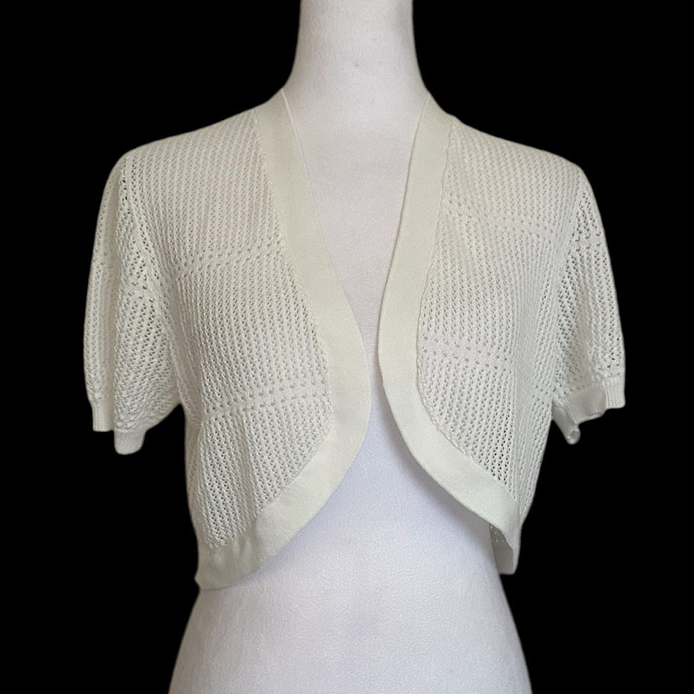 Rabbit Rabbit Rabbit Short Sleeve Shrug Cardigan Bolero Lightweight Open Front M